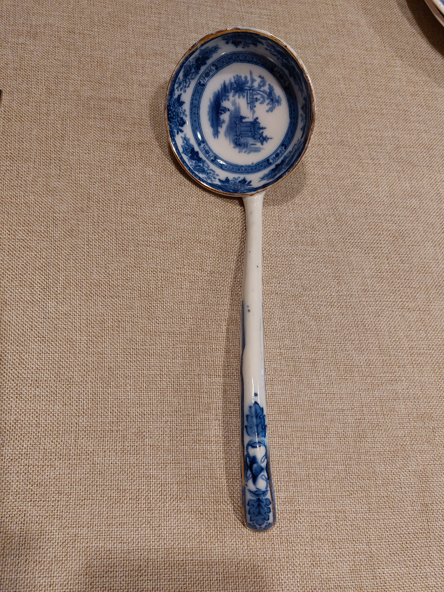 Blue And White Transferware Large Ladel