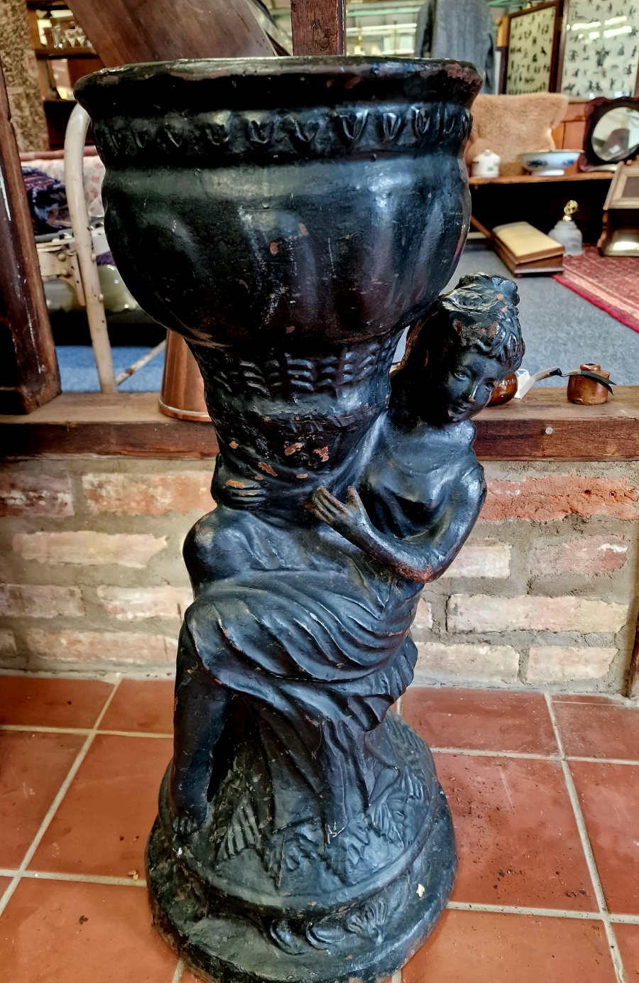 Pair Cast Iron Decorative Urns.