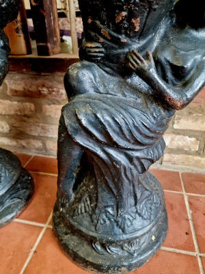Pair Cast Iron Decorative Urns.