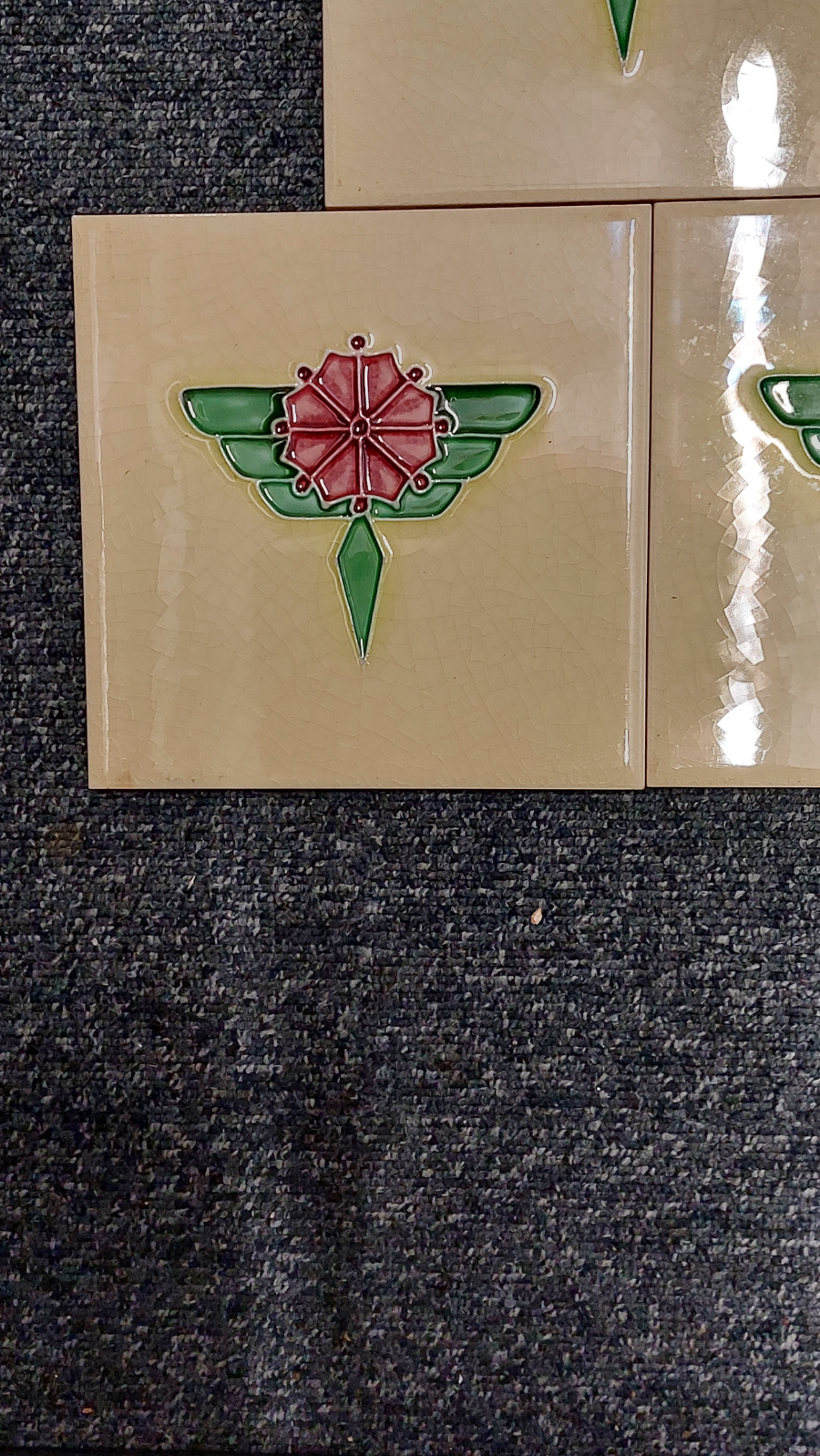 Set Of 5 Vintage H & R Johnson Tubelined Tiles