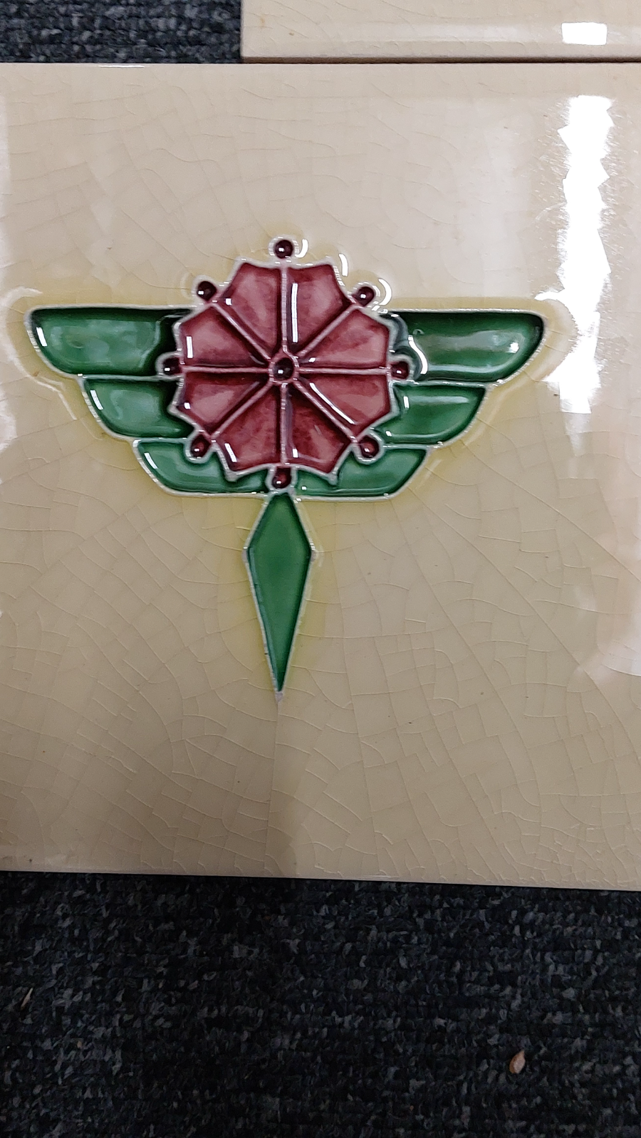 Set Of 5 Vintage H & R Johnson Tubelined Tiles