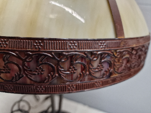 Vintage Art Nouveau Table Lamp With Cream Tiffany Style Shade