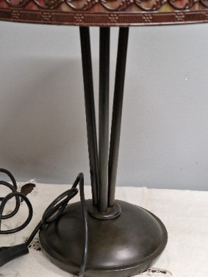 Vintage Art Nouveau Table Lamp With Cream Tiffany Style Shade