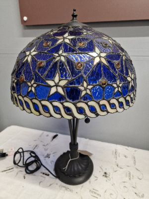 Vintage Art Nouveau Table Lamp With Cream Tiffany Style Shade