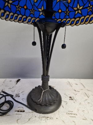 Vintage Art Nouveau Table Lamp With Cream Tiffany Style Shade