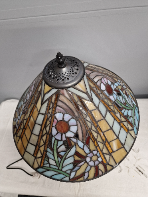 Vintage Art Nouveau Table Lamp With Floral Tiffany Style Shade