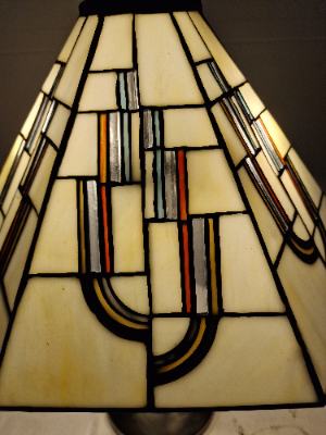 Vintage Art Nouveau Table Lamp With Cream Elegant Tiffany Style Shade