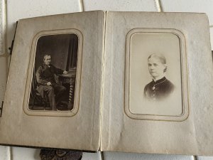 Rare opportunity to own this rare family album with the very rare photo of this most famous american president amongst the family album, purchased long ago from a quaint old junk shop in the county of norfolk england, the photos are from the early part of the 19th century