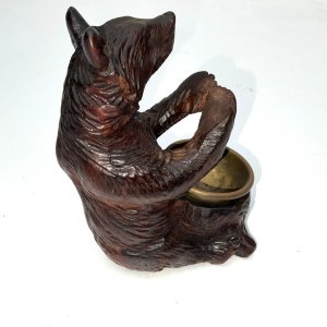Super carved late victorian desk tops aid, bear with outstretched arms to hold the pen small brass container for ink, all in perfect condition standing 12 cm width of 6 cm depth being 10 cm, offering free delivery worldwide reference sb. Tel: we accept online payments for all our items listed: bank transfer cash on collection personal cheques or if wishing over the phone using your debit or credit cards, also doing layby payments plan, or email giving your address details & contact number and we shall send you your items invoice to make