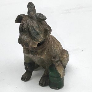 Austrian Cold Painted Dog With Nodding Head With Bandage And Drinks Bottle