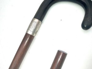 Hallmarked for birmingham 1901 wood being elm the handle is horn overall condition is very good being strong and sturdy firm in fitment length in full of 89 cm and from steels tip to top of handle being 84 cm diameter of stick 2 cm length of horn handle 11 cm, offering free delivery uk only, reference lc7 tel: we accept online payments for all our items listed: bank transfer cash on collection personal cheques or if wishing over the phone using your debit or credit cards, also doing layby payments plan, or email giving your address details & contact number and we shall send you your items invoice to make