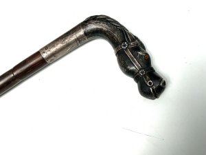 Hallmarked for london 1910 the head is in excellent condition note those eyes, the total length is 93cm the heads length 11 cm sticks diameter from top 2 cm tapering down to ferule 15 mm, from steels tip to the top of handle being 88cm, the tensioned steel is very good and has firm fit also strong and sturdy, an exceptional quality collection's item, offering free delivery reference frgc. International tel: we accept online payments for all our items listed: bank transfer cash on collection personal cheques or if wishing over the phone using your debit or credit cards, also doing layby payments plan, or email giving your address details & contact number and we shall send you your items invoice to make
