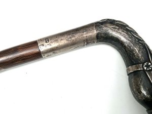 Hallmarked for london 1910 the head is in excellent condition note those eyes, the total length is 93cm the heads length 11 cm sticks diameter from top 2 cm tapering down to ferule 15 mm, from steels tip to the top of handle being 88cm, the tensioned steel is very good and has firm fit also strong and sturdy, an exceptional quality collection's item, offering free delivery reference frgc. International tel: we accept online payments for all our items listed: bank transfer cash on collection personal cheques or if wishing over the phone using your debit or credit cards, also doing layby payments plan, or email giving your address details & contact number and we shall send you your items invoice to make