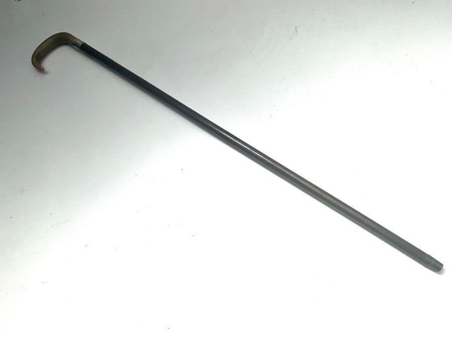 Horn Handled Gentleman’s Walking Stick Sword Stick With Silver Collar