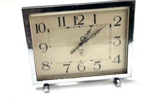 Clock Art Deco Mantle Chrome Frame