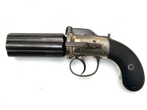H beattie 205 regent street london belt pistol, 11 mm round shot sized very large almost .45 six shot single action, the condition of this pistols superb and actions excellent, length of 22 cm height 12 cm depth being 6 cm. Offering free uk delivery reference dbss tel: we accept online payments for all our items listed: bank transfer cash on collection personal cheques or if wishing over the phone using your debit or credit cards, also doing layby payments plan, or email giving your address details & contact number and we shall send you your items invoice to make