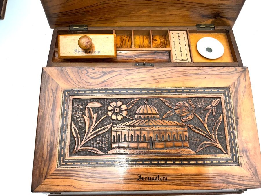 Temple Mount Carved Olive Wood Writing Slope