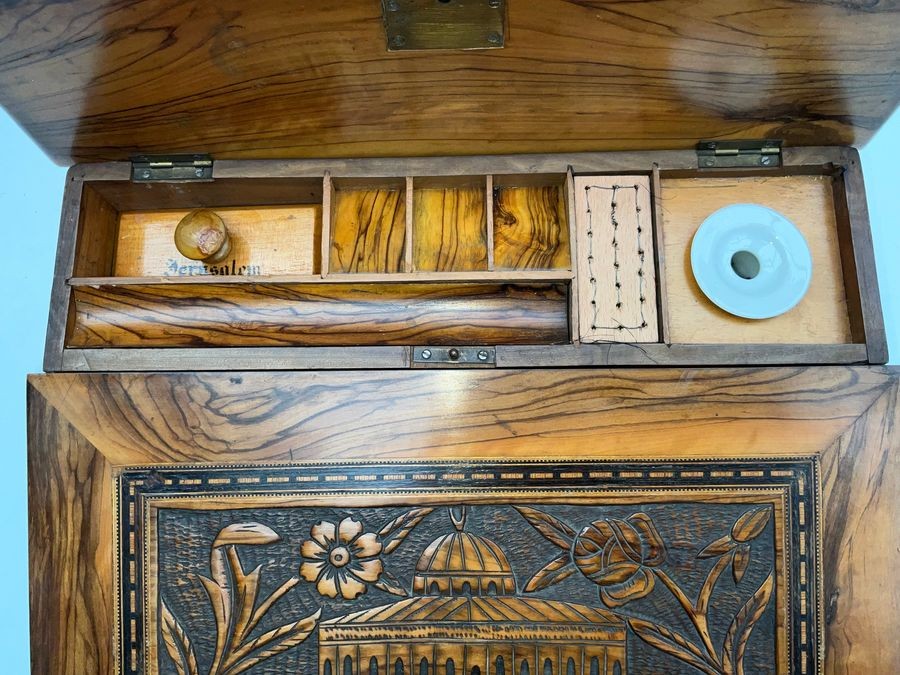 Temple Mount Carved Olive Wood Writing Slope
