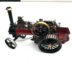 Scratch built in very good condition never run so will need boiler certificate if intending to. Looks stunning having length of 46 cm height to chimney stack 30 cm width across back wheels 21 cm,