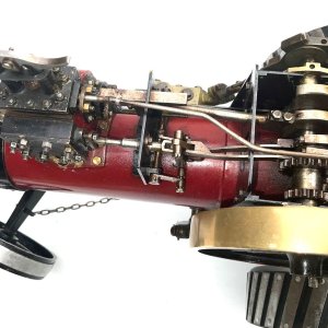 Scratch built in very good condition never run so will need boiler certificate if intending to. Looks stunning having length of 46 cm height to chimney stack 30 cm width across back wheels 21 cm,