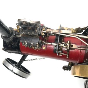 Scratch built in very good condition never run so will need boiler certificate if intending to. Looks stunning having length of 46 cm height to chimney stack 30 cm width across back wheels 21 cm,