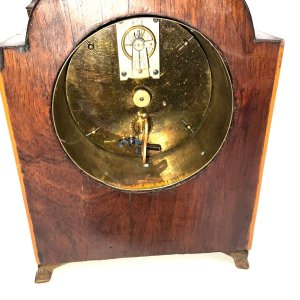 Good working order keeping excellent time 8 day duration open escapement balance, nice pagoda top mahogany with stringing case, clocks just today been cleaned and overhauled, stands 22 cm length 14 cm depth 7 cm, offering free delivery uk reference frws tel: we accept online payments for all our items listed: bank transfer cash on collection or if wishing over the phone using your debit or credit cards, also doing layby payments plan, or email giving your address details & contact number and we shall send you your items invoice to make
