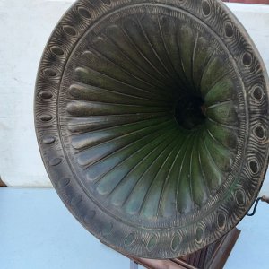 Sounding fantastic new spring fitted left horn in original paint cased repolished and metal work re silvered so looks great, stands 72 cm 50 cm wide and 62 cm deep, offering free delivery uk reference ims2 tel: we accept online payments for all our items listed: bank transfer cash on collection personal cheques or if wishing over the phone using your debit or credit cards, also doing layby payments plan, or email giving your address details & contact number and we shall send you your items invoice to make