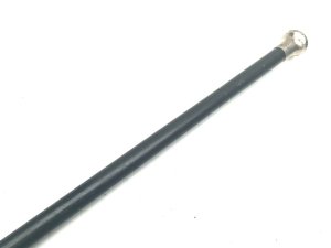 Believe to be german wm silver top. Stick comes in good condition all fitments firm and solid length in total 92 cm tops diameter 35 mm has the odd ding, the ebony sticks diameter from tops 20 mm tapering down to ferrule 15 mm, from the steels tip to top of handle being 80 cm, offering free uk delivery reference dr2 tel: we accept online payments for all our items listed: bank transfer cash on collection or if wishing over the phone using your debit or credit cards, also doing layby payments plan, or email giving your address details & contact number and we shall send you your items invoice to make