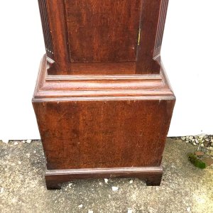 Circa 1820 oak & mahogany case standing 216 cm high width at widest 55 cm depth 25 cm movement 8 day duration will need full service and overhaul cost of which is £450 comes with weights key and pendulum, offering free delivery uk & usa, tel: we accept online payments for all our items listed: bank transfer cash on collection or if wishing over the phone using your debit or credit cards, also doing layby payments plan, or email giving your address details & contact number and we shall send you your items invoice to make