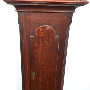 Circa 1820 oak & mahogany case standing 216 cm high width at widest 55 cm depth 25 cm movement 8 day duration will need full service and overhaul cost of which is £450 comes with weights key and pendulum, offering free delivery uk & usa, tel: we accept online payments for all our items listed: bank transfer cash on collection or if wishing over the phone using your debit or credit cards, also doing layby payments plan, or email giving your address details & contact number and we shall send you your items invoice to make