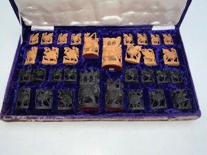 Fantastic carved ebony and sandalwood figures, comes complete and in their original box length of which is 48 cm width of 27 cm height being 7 cm. Material is faded on top, fantastic investment on this still practical commodity offering free delivery worldwide reference swr. Tel: we accept online payments for all our items listed: bank transfer cash on collection or if wishing over the phone using your debit or credit cards, also doing layby payments plan, or email giving your address details & contact number and we shall send you your items invoice to make