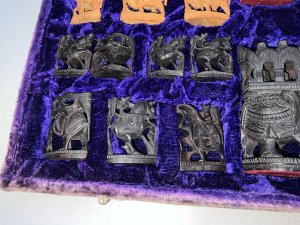 Fantastic carved ebony and sandalwood figures, comes complete and in their original box length of which is 48 cm width of 27 cm height being 7 cm. Material is faded on top, fantastic investment on this still practical commodity offering free delivery worldwide reference swr. Tel: we accept online payments for all our items listed: bank transfer cash on collection or if wishing over the phone using your debit or credit cards, also doing layby payments plan, or email giving your address details & contact number and we shall send you your items invoice to make