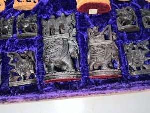 Fantastic carved ebony and sandalwood figures, comes complete and in their original box length of which is 48 cm width of 27 cm height being 7 cm. Material is faded on top, fantastic investment on this still practical commodity offering free delivery worldwide reference swr. Tel: we accept online payments for all our items listed: bank transfer cash on collection or if wishing over the phone using your debit or credit cards, also doing layby payments plan, or email giving your address details & contact number and we shall send you your items invoice to make