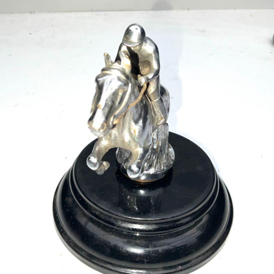Bronze Jumping Horse & Rider Car Mascot