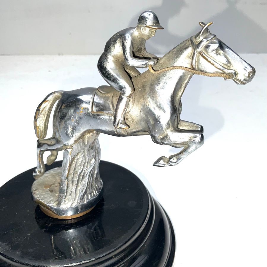 Bronze Jumping Horse & Rider Car Mascot