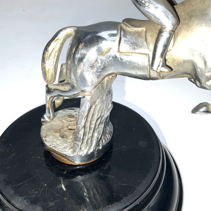 Bronze Jumping Horse & Rider Car Mascot