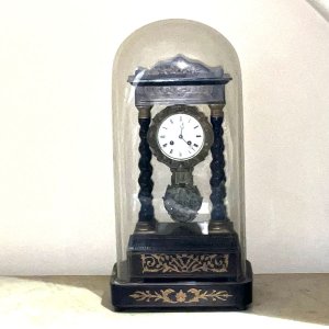 Superb clock with silk suspension. Clock is in very good condition and in perfect working order, large glass dome that’s perfect and original the clock when on it’s original base stands an impressive 63 cm length across base of 31 cm depth of base 21 cm, offering free delivery uk reference ums. Tel: we accept online payments for all our items listed: bank transfer cash on collection or if wishing over the phone using your debit or credit cards, also doing layby payments plan, or email giving your address details & contact number and we shall send you your items invoice to make