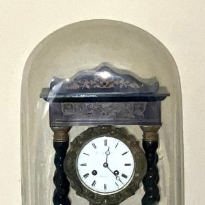 Superb clock with silk suspension. Clock is in very good condition and in perfect working order, large glass dome that’s perfect and original the clock when on it’s original base stands an impressive 63 cm length across base of 31 cm depth of base 21 cm, offering free delivery uk reference ums. Tel: we accept online payments for all our items listed: bank transfer cash on collection or if wishing over the phone using your debit or credit cards, also doing layby payments plan, or email giving your address details & contact number and we shall send you your items invoice to make