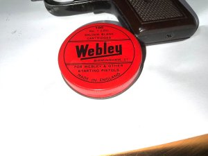 Pistols in good working order and condition comes with the hard to find webley tin of blanks, offering free delivery uk reference dr6. Tel: we accept online payments for all our items listed: bank transfer cash on collection or if wishing over the phone using your debit or credit cards, also doing layby payments plan, or email giving your address details & contact number and we shall send you your items invoice to make
