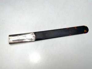 Superb london maker and retailer early 20th century letter turner overall condition good though both the silver and tortoise have some blemishes of time on them but they add to its charm, having length of 36 cm width being 35 mm depth of 15 mm,