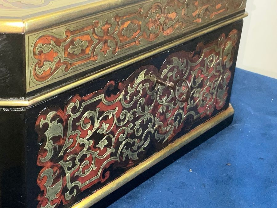 Antique French Tortoise Shell Tea Caddy Box - Key - Inner Cannisters - Sugar Dish 1820
