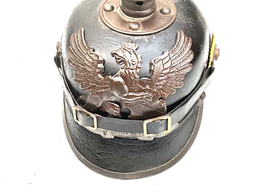 Ww I German Leather Pickelhaube Helmet