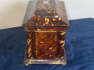 Good quality and shaped caddy, note the four columns to each side quite rare, circa 1750’s, not perfect but almost, sizes are as follows, length 19 cm height 15 cm depth being 12 cm, all measurements to the nearest centimetre, offering free delivery uk on this most desirable caddy, reference bbs tel: we accept online payments for all our items listed: bank transfer cash on collection personal cheques or if wishing over the phone using your debit or credit cards, also doing layby payments plan, or email giving your address details & contact number and we shall send you your items invoice to make