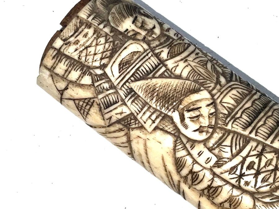 Tsuka Japanese Carved Bone Tanto Handle.