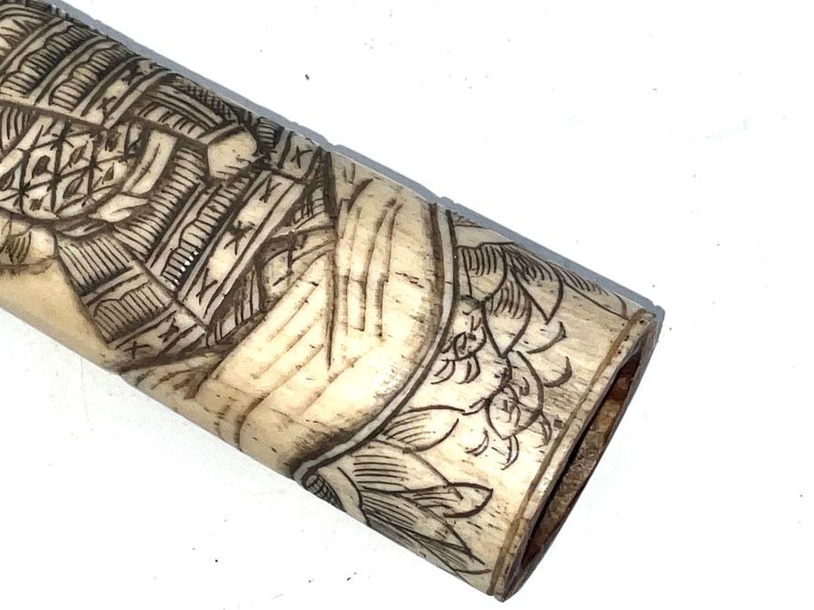 Tsuka Japanese Carved Bone Tanto Handle.