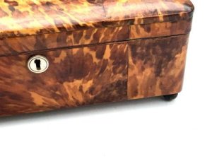 Georgian large box, overall conditions very good, superbly fitted out, this is a very superior made box large in size length being 31 cm depth of 20 cm height being 12 cm, at moment no key for lock, i will try to locate a suitable one,