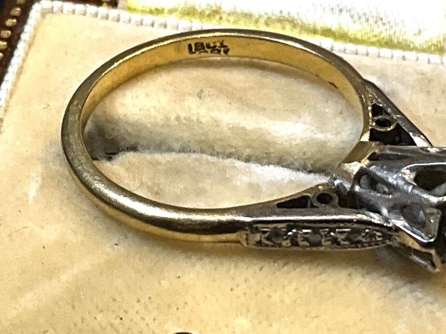 One Carat Diamond Solitaire 18ct Gold & Platinum Ring.