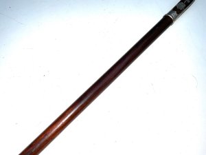 Rosewood with silver inlaid crooked handle with the name of brigg engraved at silvers rim dated 1874, good high tension steel blade in tarnished but very good condition all in good condition, total length of 89 cm length across crooks handle is 12 cm, stick diameter from handle 2 cm tapering down to the ferrule being 1.5 cm, from steel tip to top of the handle 82 cm, offering free delivery uk reference ac24.m tel: we accept online payments for all our items listed: bank transfer cash on collection or if wishing over the phone using your debit or credit cards, also doing layby payments plan, or email giving your address details & contact number and we shall send you your items invoice to make