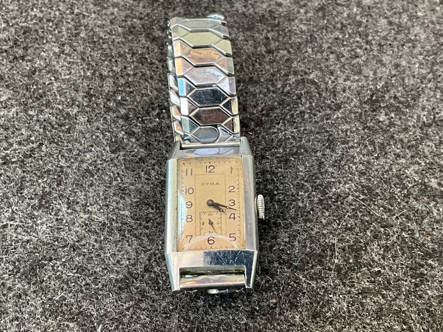Primary image for Mans Cyma Tank Watch & Stainless Steel Bracelet