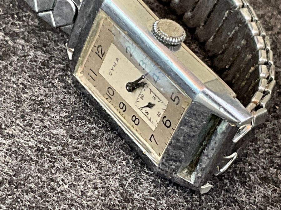 Mans Cyma Tank Watch & Stainless Steel Bracelet